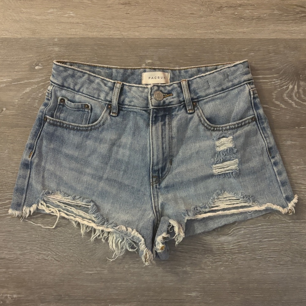 pacsun - ripped blue jean shorts